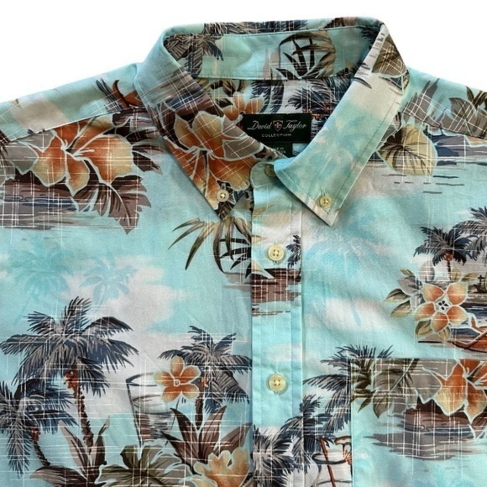 David Taylor Hawaiian Short Sleeve Button Up Shirt Size‎ Medium - Picture 2 of 6